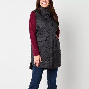 New Liz Claiborne Quilted Vest, Black, XL, XXL